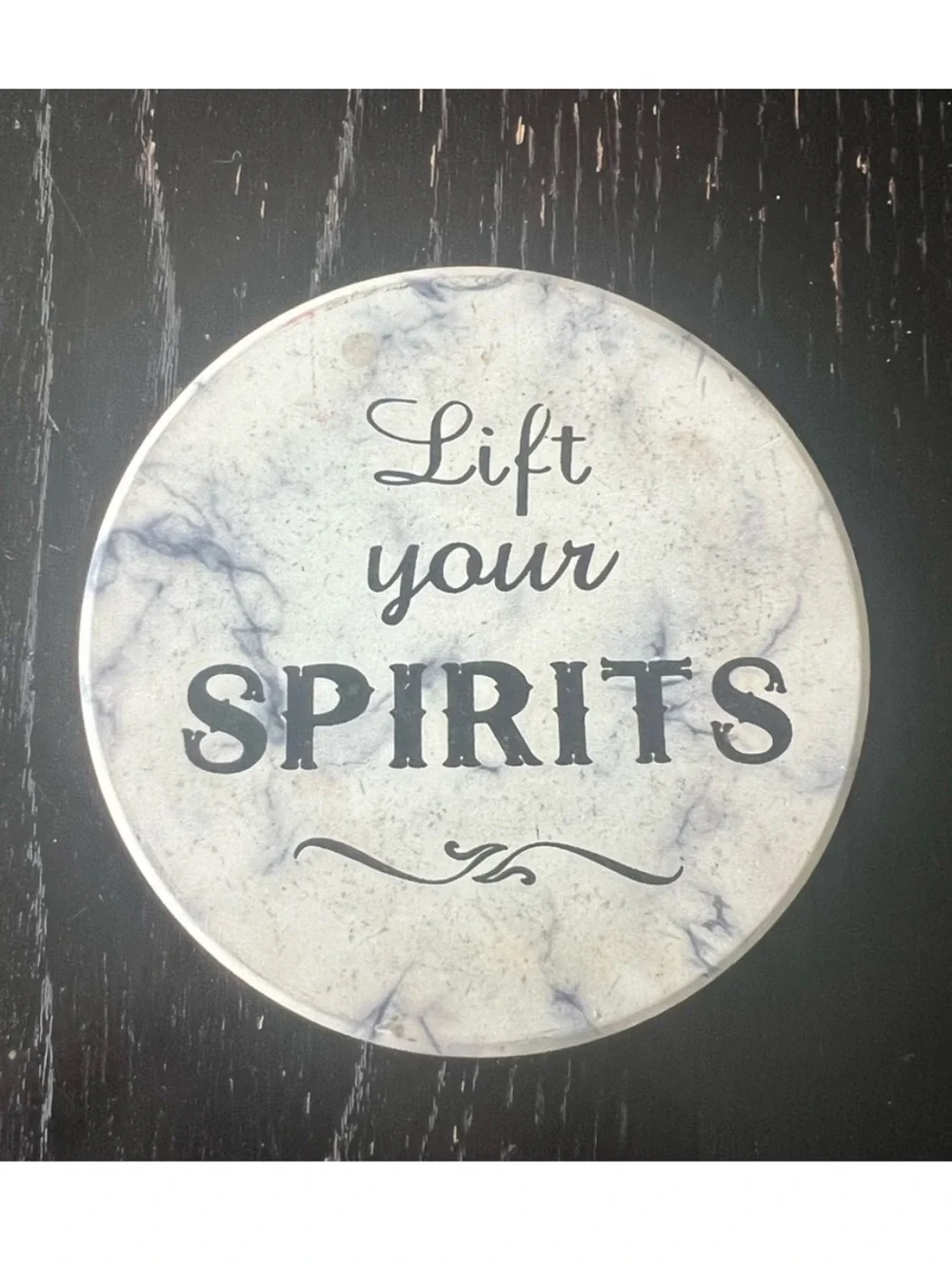 Marble Coaster with Inspirational Quote “Lift Your Spirits”